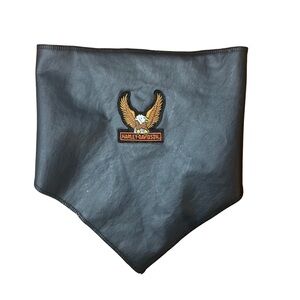 Harley-Davidson Black Leather Large Dog Bandana with Eagle Patch